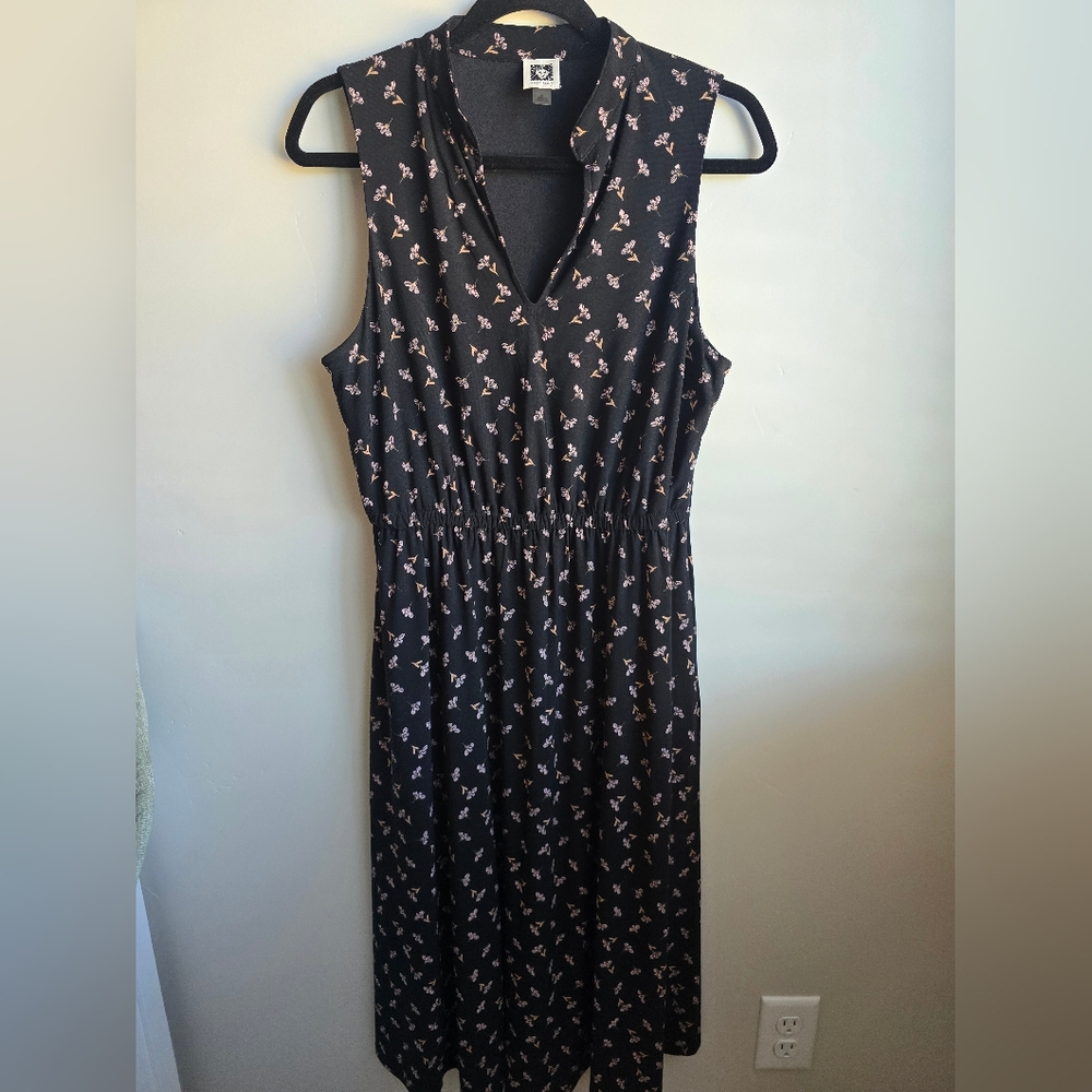 Anne Klein - Floral Black Sleeveless Dress